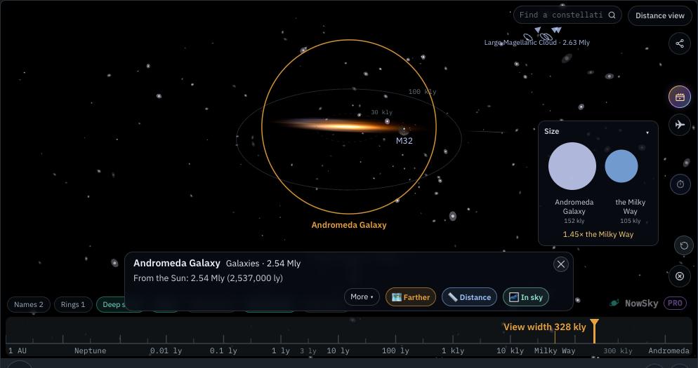 NowSky simulator view — Andromeda Galaxy